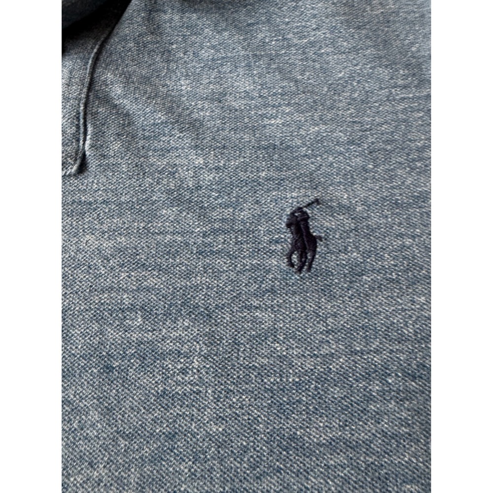 Polo Ralph Lauren Mens XL Slim Fit Long Sleeve Polo Shirt Blue Heathered Knit - Picture 3 of 6